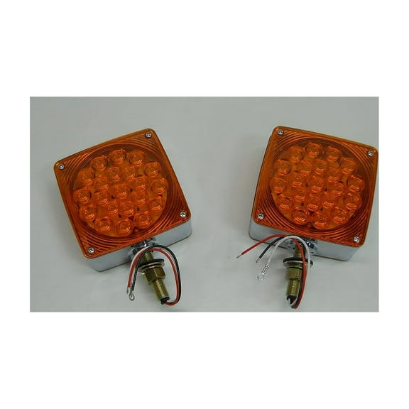 (2) LED Amber Side Marker Turn Signal Semi Truck Fender Lights / Single Stud