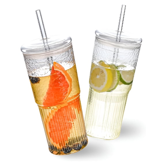 ACDANC Wide Mouth Cups 20 oz Clear Glass Tumbler Glasses