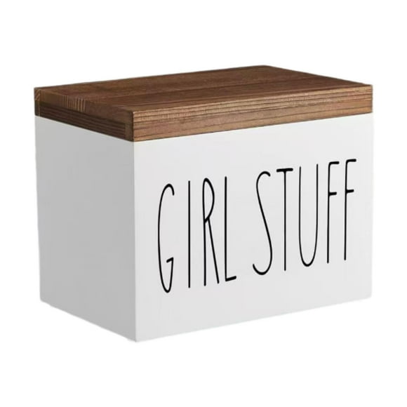 Porta tampones para baño de madera maciza, organizador de productos femeninos, almacenamiento de tampones Blanco