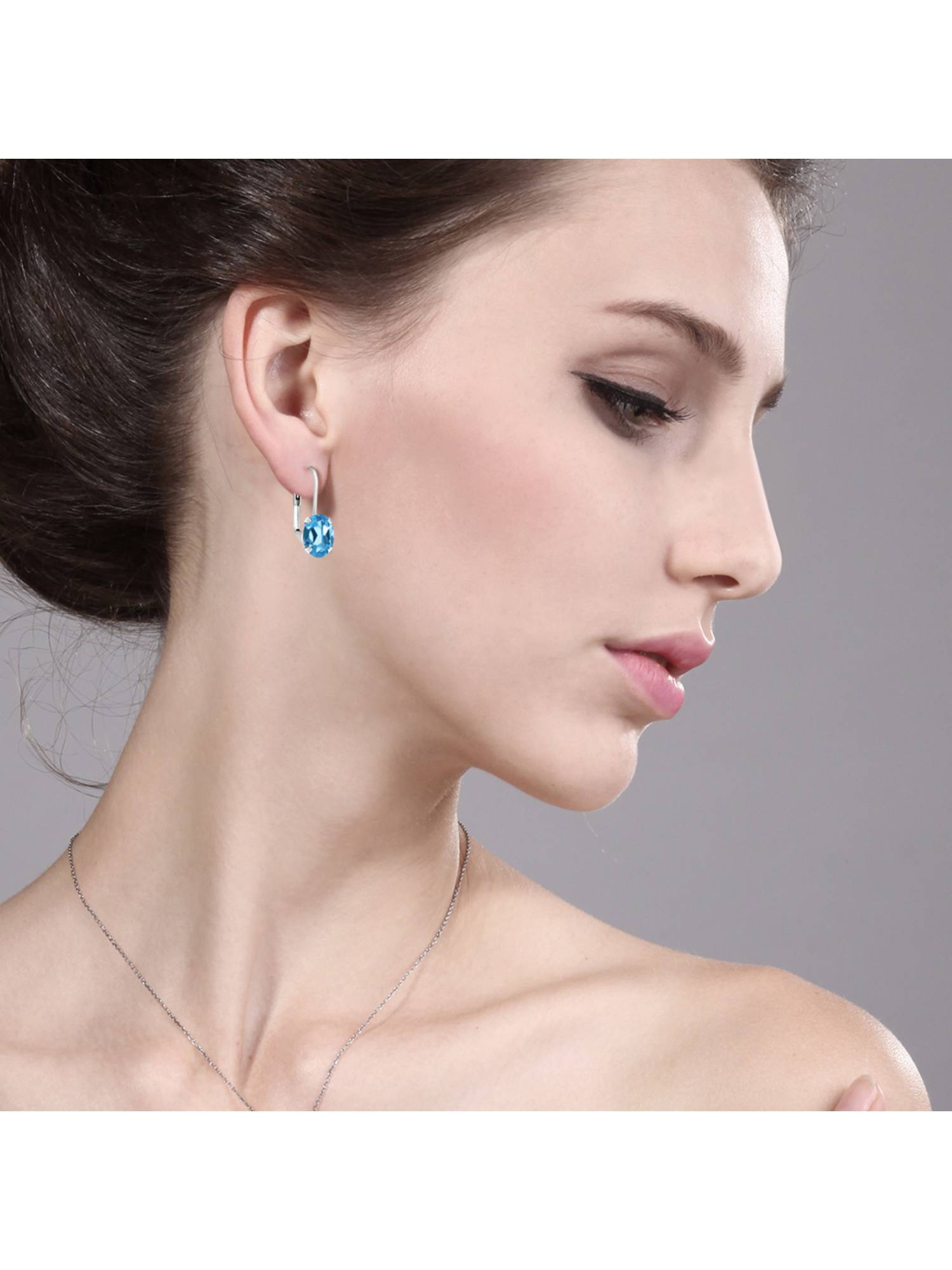 Gem Stone King Swiss Blue Topaz Leverback Earrings for Women (3.00 Cttw, Gemstone November Birthstone, Oval 8X6MM)