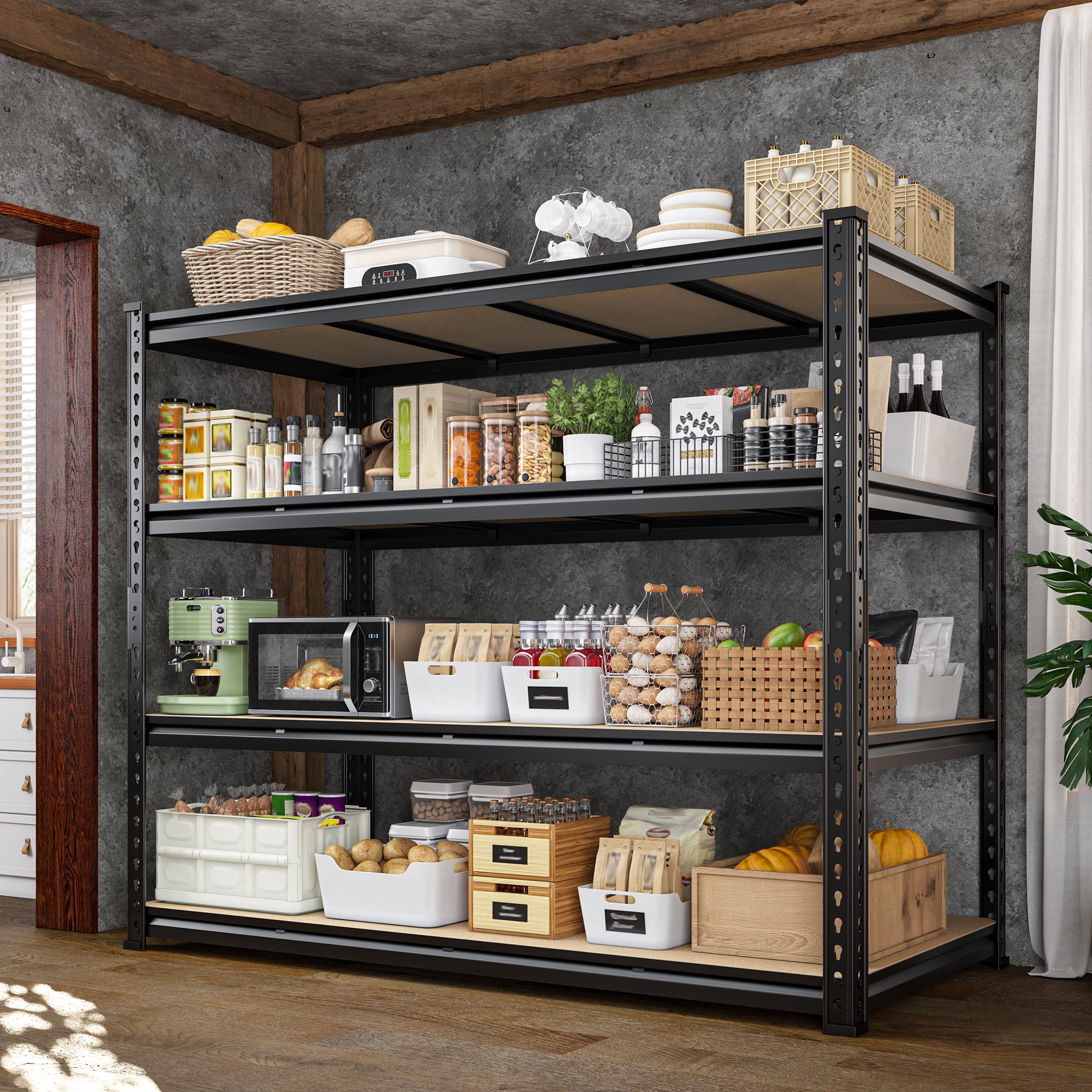 REIBII 55"W x 24" D x 60" H 4-Tier Garage Storage Shelves Rack Heavy Duty Industrial Shelving Units
