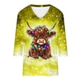 thumbnail image 4 of Women Christmas Highland Cow Shirt Cute Animal Graphic Farm Pullover Country Western Casual 3/4 Sleeve Shirts Tops, 4 of 5