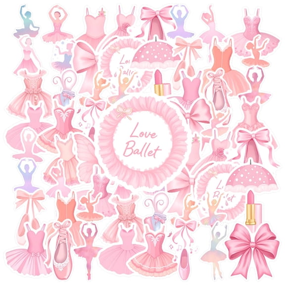 35pcs-50pcs Elegant Stickers Stationery Stickers Pink Dance Kids Stickers for Laptops Suitcases Phones