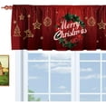 thumbnail image 6 of Christmas Holly Wreath Kitchen Curtain Valance 52x18inch with Rod Pocket Half Short Red Ornaments Star Deer Laundry Cutain Topper Window Valance, 6 of 6