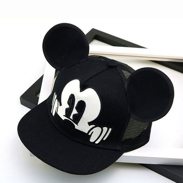 Sombrero de Mickey Mouse de Disney para niño y niña, gorra de red de béisbol con orejas bonitas, sombrero de viaje para montar en montaña, regalo Fivean unisex
