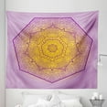 thumbnail image 1 of Mandala Tapestry, Oriental Heptagon with Floral Elements and Curlicues Ombre Effect, Fabric Wall Hanging Decor for Bedroom Living Room Dorm, 5 Sizes, Earth Yellow Lavender, by Ambesonne, 1 of 1