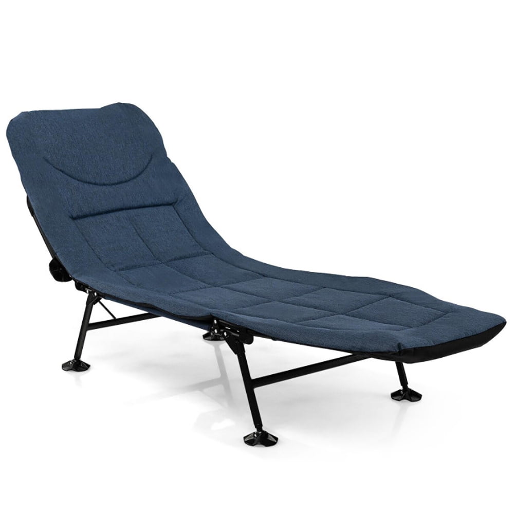 Aimee Lii Folding Camping Cot with Detachable Mattress and Adjustable Backrest, Outdoor Portable Camping Bed for Sleeping Hiking Travel, Navy