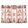 thumbnail image 7 of Yayeee Kitchen Curtains Tier Pair Light Filtering 27"x24" Rod Pocket Short Cafe Window Panel, Green Christmas Houses, 7 of 7