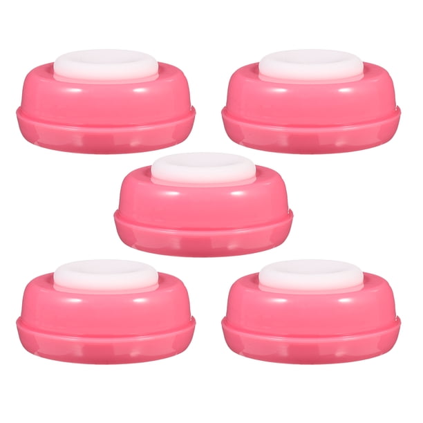 BRIGHTFUFU 5 discos de sellado de silicona antifugas para biberones. Tapas universales para biberones de viaje. Tapón de sellado para biberones de leche de vidrio, color rosa.