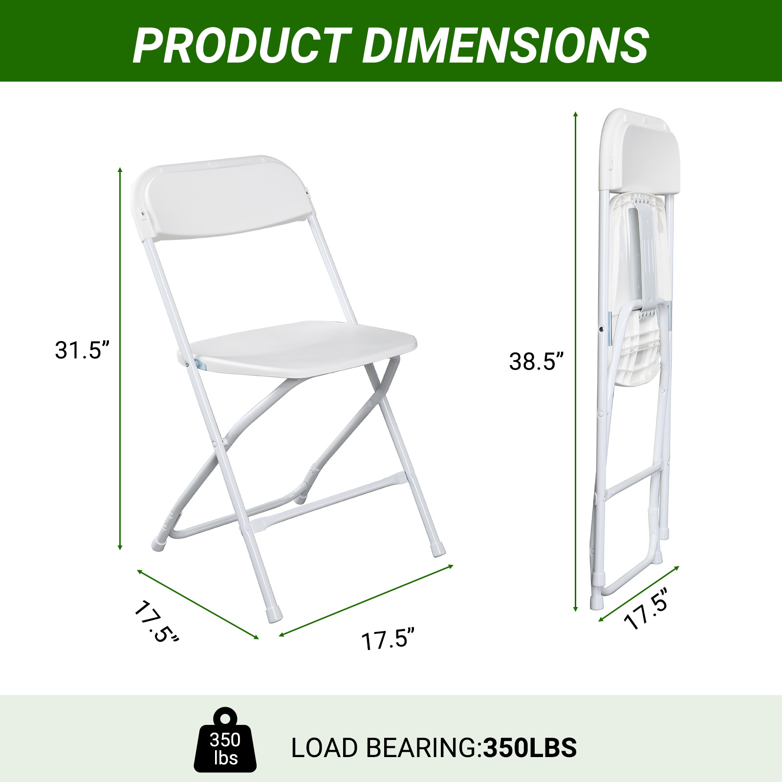 SalonMore Set of 10 Folding Chairs, White photo 6