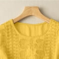 thumbnail image 6 of kaprioy Linen Shirts for Women Summer Retro Embroidered 3/4 Sleeve Boho Tops Dressy Casual Blouses Teacher Loose Tunics Yellow, XXL, 6 of 7