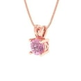 thumbnail image 2 of 0.5 ct round cut pink Crystal 14k pink rose hypoallergenic Solid gold Designer Everyday Affordable Dainty Necklace Pendant + 16" hypoallergenic Solid gold chain, 2 of 6