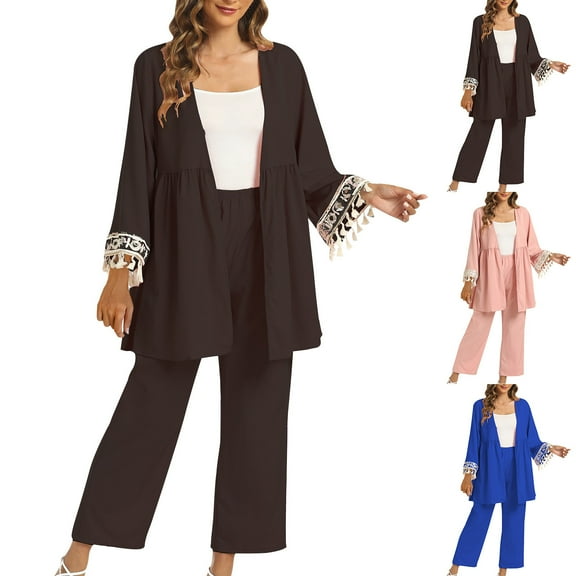 Womens Fashion New Loose Casual Solid Color Cardigan Long Sleeved Pants Two-piece Set Trendsetting Women's Apparel
