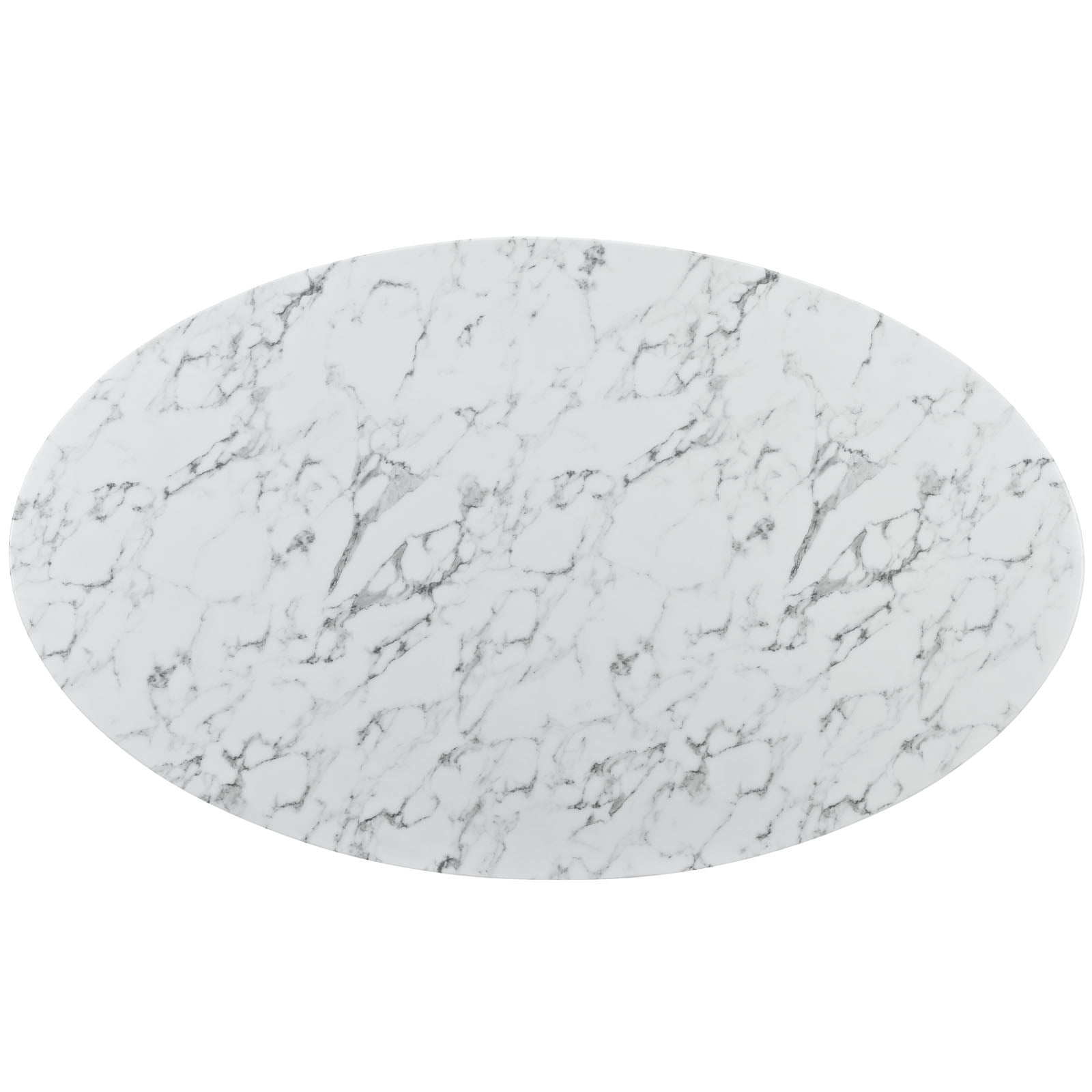 Modway Lippa 47" x 78" Oval Modern Artificial Marble Dining Table in White