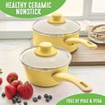 thumbnail image 2 of GreenLife Soft Grip 1QT and 2QT Saucepan Set, Healthy Ceramic Nonstick, Dishwasher Safe, Glass Lids, Stay-Cool Handles, Easy Clean Cookware, Kitchen Essentials, Yellow, 2 of 7