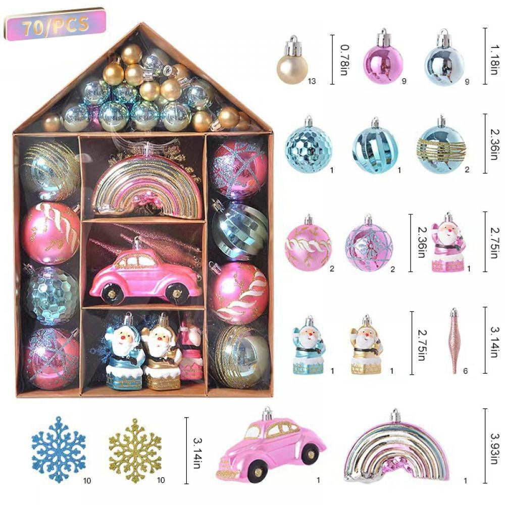 Christmas Tree Decoration,70pcs Christmas Tree Decoration Set Box Pink