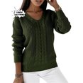 thumbnail image 4 of Mode Automne et Hiver 2023 Haut Tricoté pour Femmes Col en V Élégant Vintage Tricot Chaud, 4 of 5