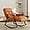 Velvet + Orange, variant on Casual Folding Rocking Chair upholstered, Lounge Rocking Chair Adjustable high Back and Foot Rest,Side Pockets Placed in Living Room Bedroom Balcony