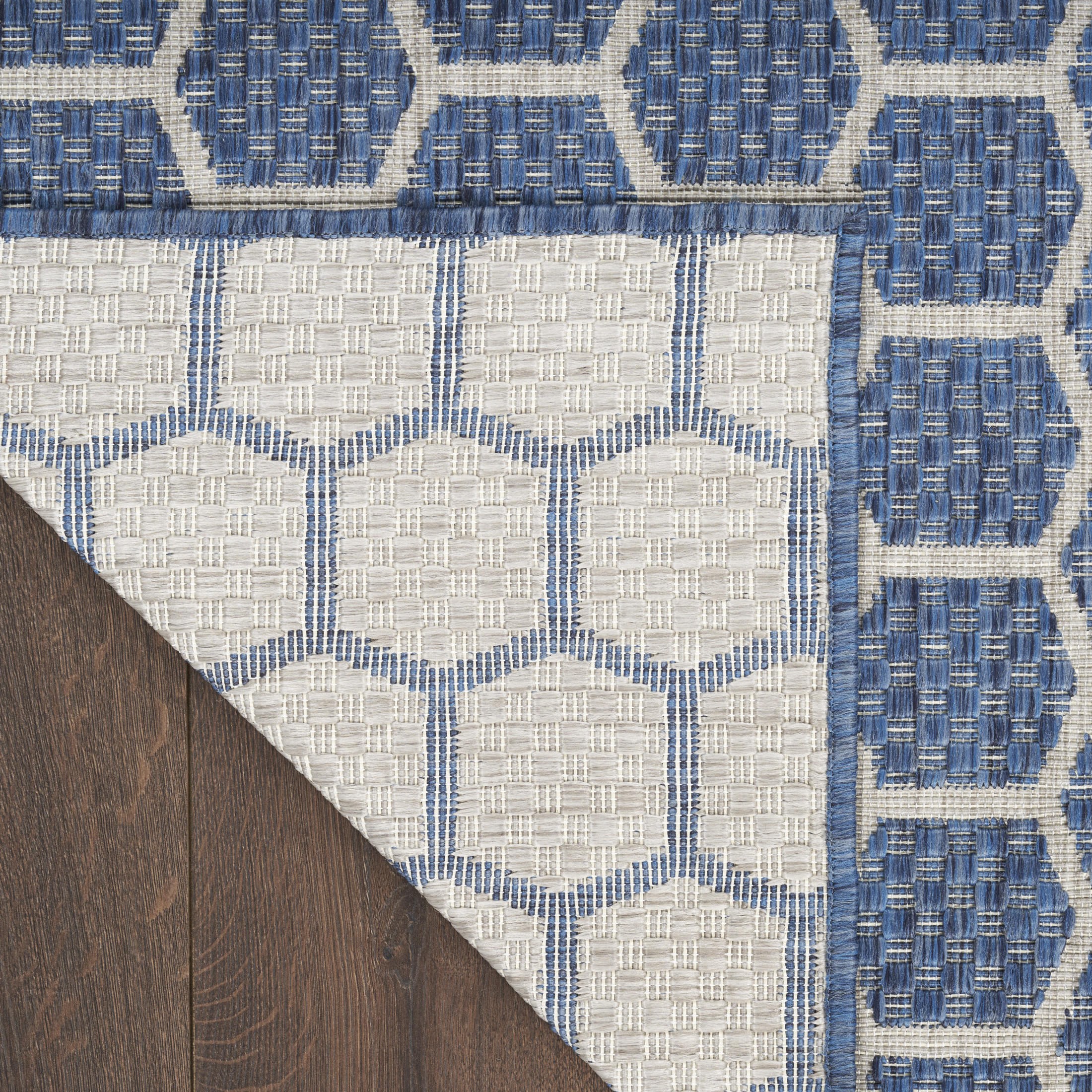Nourison Twist Reversible 2' x 6' Blue Modern Rug