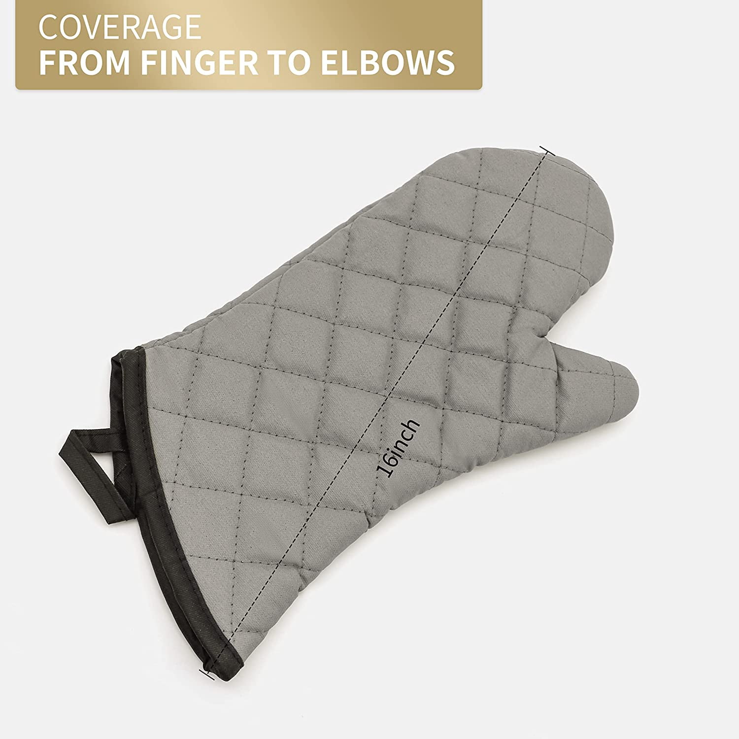 Oven Mitts 1 Pair of Quilted Terry Cloth Cotton Lining,Extra Long Professional Classic Oven Mitt Heat Resistant Kitchen Oven Gloves,16 Inch