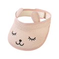 thumbnail image 6 of Delliss Baby Girls Boys Roll-up Straw Hat Sun Visor Hat for Kids Wide Brim Cute Bunny Ponytail Summer Beach Adjustable Sun Hat Open Top Visor Hat, 6 of 12