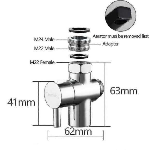 Brass Sink Valve Diverter Faucet Splitter, Faucet Adapter 3 Way Faucet Diverter Valve, Chrome