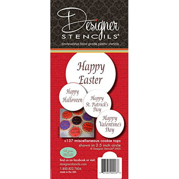 Designer Stencils Celebration Cupcake and Cookie Stencils (Happy Halloween, Happy Easter, Happy Valentine's Day and Happy St Patrick's Day)