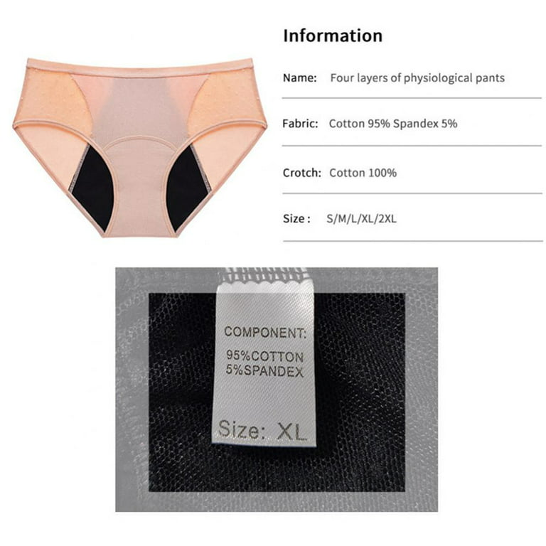 Period Underwear Middle Waist Lace Four Layers Front Rear Anti-side  Leakage, Period Panties Incontinence Leak Proof Underwear For Women Girl