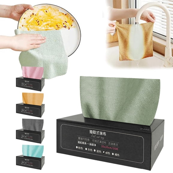 Disposable Kitchen Cleaning Cloths | Thickened Durable Wipes | Water-Washable, Dry & Wet Use | Reusable, Tear-Resistant | Mess-Free, Pull-Out Sheets | Multi-Purpose Dishcloth for Counters, Dishes