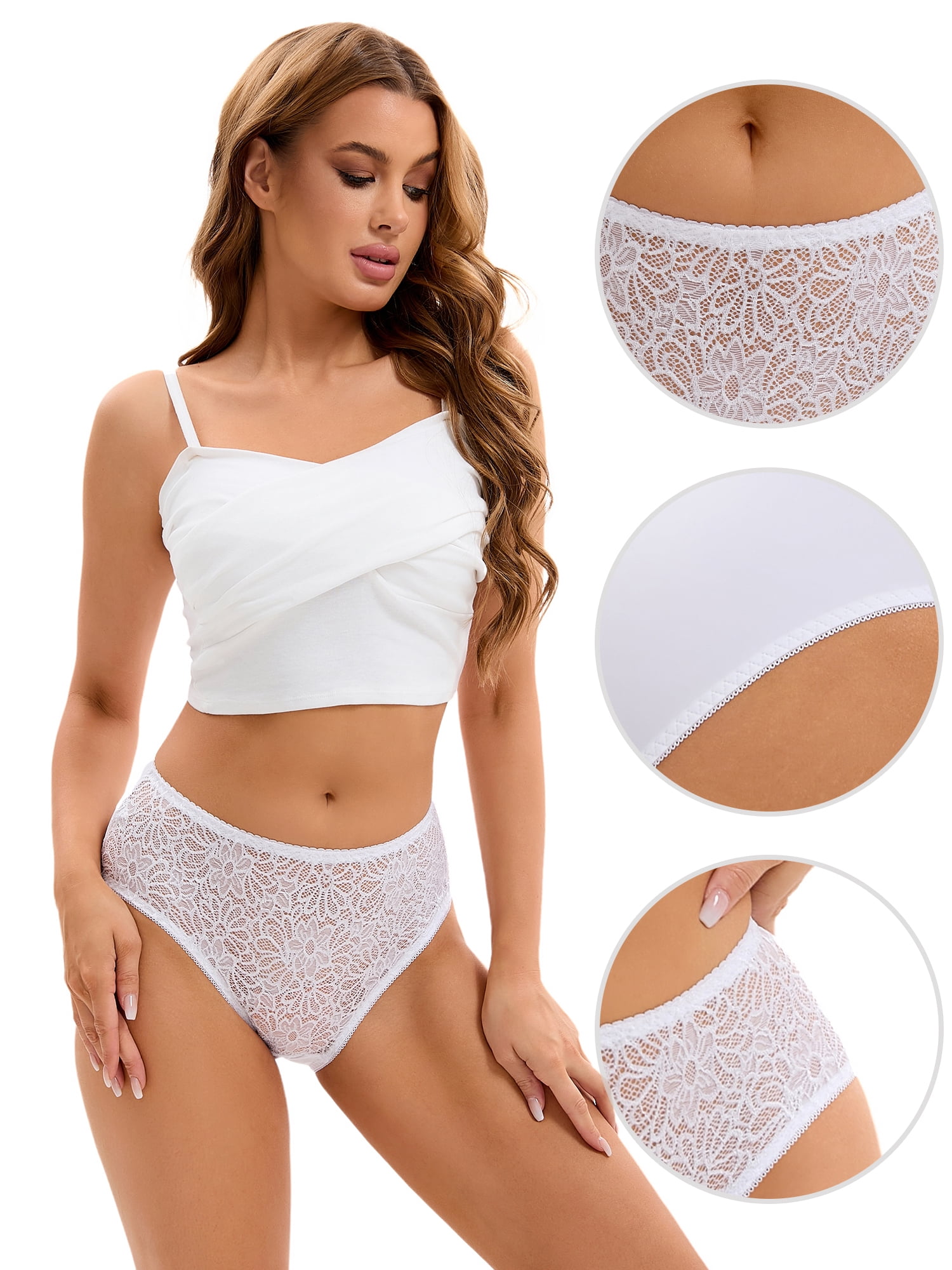 Unique Bargains Women's Breathable Panties Underwear Mid-Waisted Briefs L White