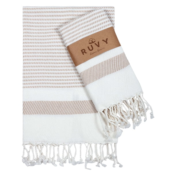 Toallas de mano Ruvy Home Basics de algodón turco, juego de 2 unidades, color beige