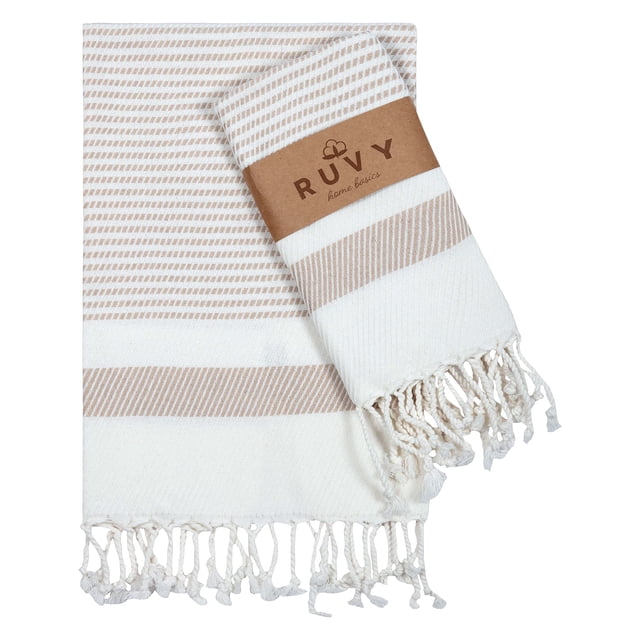Toallas de mano Ruvy Home Basics de algodón turco, juego de 2 unidades, color beige