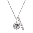 thumbnail image 1 of Delight Jewelry Silvertone Domed Black CNM Silvertone Fearless Bar Charm Necklace, 23", 1 of 4