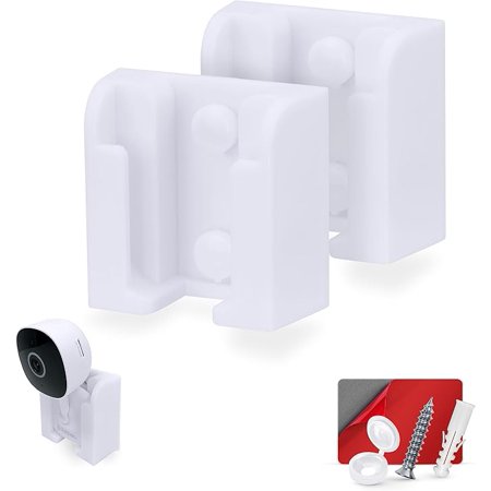 2-Pack Wall Mount for Galayou G7 Cam 2K Wi-Fi Baby Monitor Security Camera, Easy to Install Holder Bracket, Adhesive & Screw-in Mounting - (White)