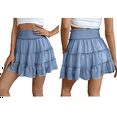 thumbnail image 3 of Womens Summer Flowy High Waist Ruffle Casual Cute Boho Beach Short Skirts Built-in Shorts Blue M, 3 of 7