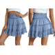thumbnail image 3 of Falda Corta de Verano para Mujer, con Volantes, Cintura Alta, Informal, Estilo Bohemio, para Playa, con Pantalones Cortos Incorporados, Azul XL, 3 of 7