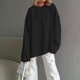 thumbnail image 3 of Blusa Mangas Largas Camisa básica para mujer, Top informal con cuello redondo, Top extragrande, traje de vacaciones de Color sólido Ygjytge Negro T L para Mujer, 3 of 6