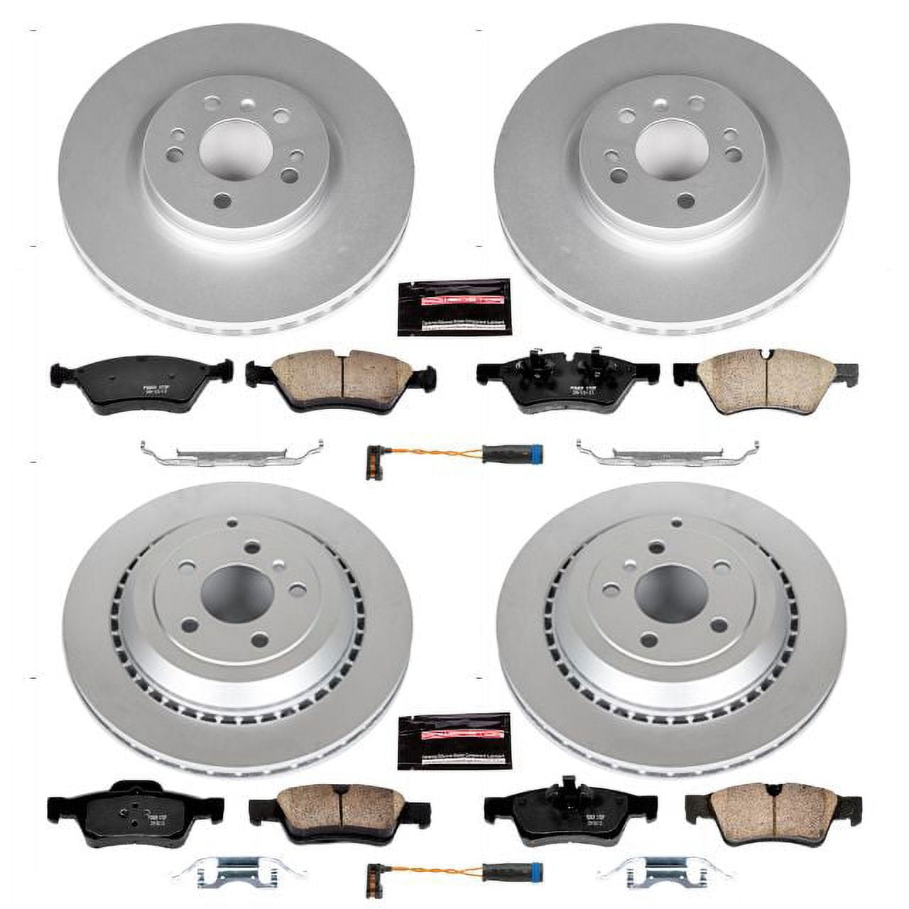 PowerStop Front and Rear Geomet Coated Brake Rotor and Pad Kit Fits: MERCEDES-BENZ Select Models CRK6711