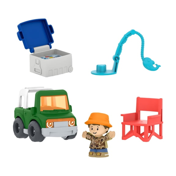 Fisher-Price Little People Fishing Trip Adventure Figure & Vehicle Set for Toddlers, 5 Pieces