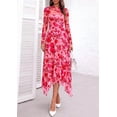 thumbnail image 7 of PRETTYGARDEN Women's Floral Mesh Midi Dress,Fall Wedding Guest Dresses, Sheer Long Sleeve, Mock Neck, A-line, Fit & Flare, Cocktail Holiday Party, Date Night Outfits, 7 of 7