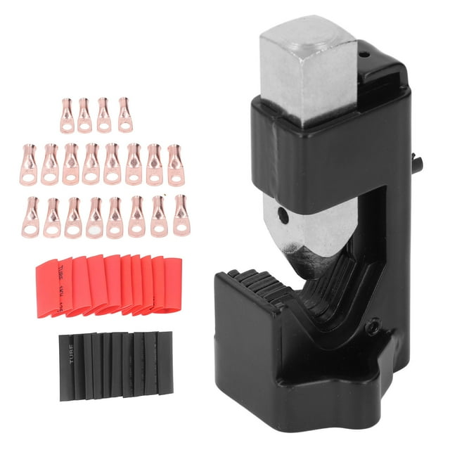 Herramienta de crimpado de terminales de cable de batería, martillo, crimpadora de terminales de batería con 20 terminales, tubo termorretráctil de 20 para cables de 8 AWG a 0000 AWG.