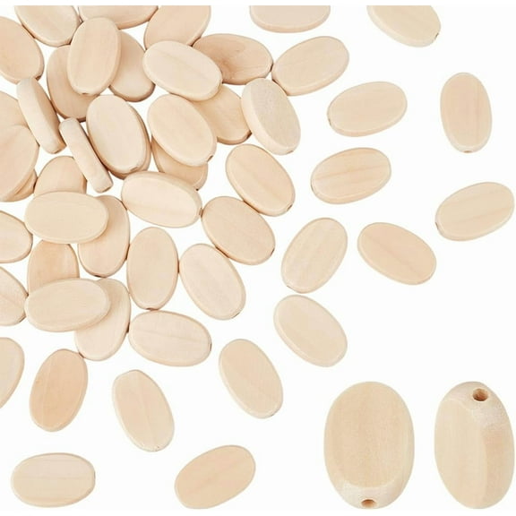 50Pcs Oval Flat Wood Beads Natural Unfinished Wooden Bead 1.1x0.7 Inch Oval Wood Beads Oval Flat Shaped Chip Beads Wood Loose Spacer Beads for Jewelry Making DIY Handmade Craft Project Colorful