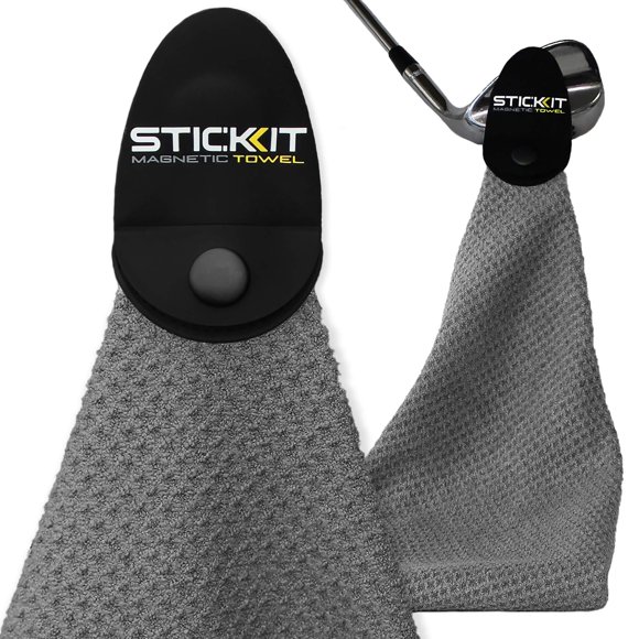 Stickit Toalla Magnética Gris Toalla De Golf De Microfibra De Primer Nivel Con Bolsillos Profundos Tipo Gofre Imán De Fuerza Industrial Para Una Fuerte Sujeción A Carritos O Palos De Golf