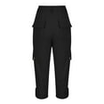 thumbnail image 6 of Busydd Women's Capri Pants Solid Color Cargo Pants High Waisted Wide Leg Pants Athletic Joggers Hiking Pants Casual Baggy Lightweight Cropped Trousers with 6 Pockets, 6 of 8
