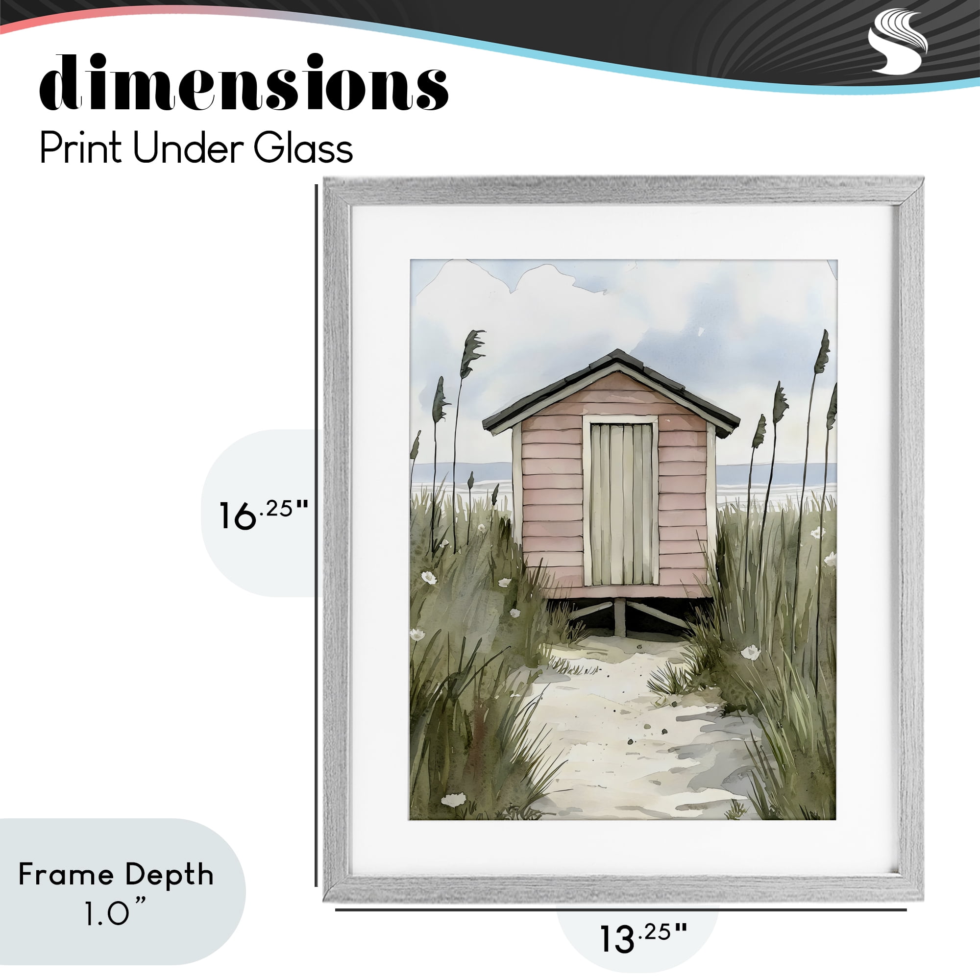 Stupell Industries Coastal Calm Pink Beach Hut Gray Framed Print Under Glass, design by Riley B