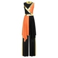 thumbnail image 1 of Sholeno Costume de Danse pour Femmes avec Pantalon Ample Patchwork d'Église Culte Lyrique Robe de Danse Noire&Orange P, 1 of 6