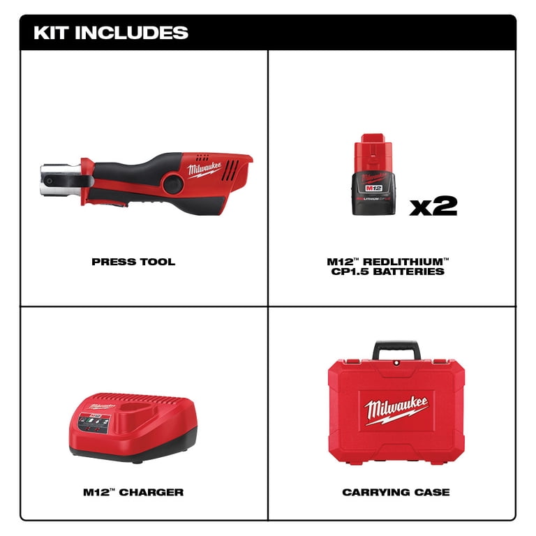 Milwaukee 2473-20 M12 Force Logic Press tool - No Jaws, Ergonomic