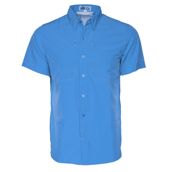 Treezyn Men's Casual Breeze Button-Up Shirt – UPF 40 , Quick-Dry, Vented Back – Blue