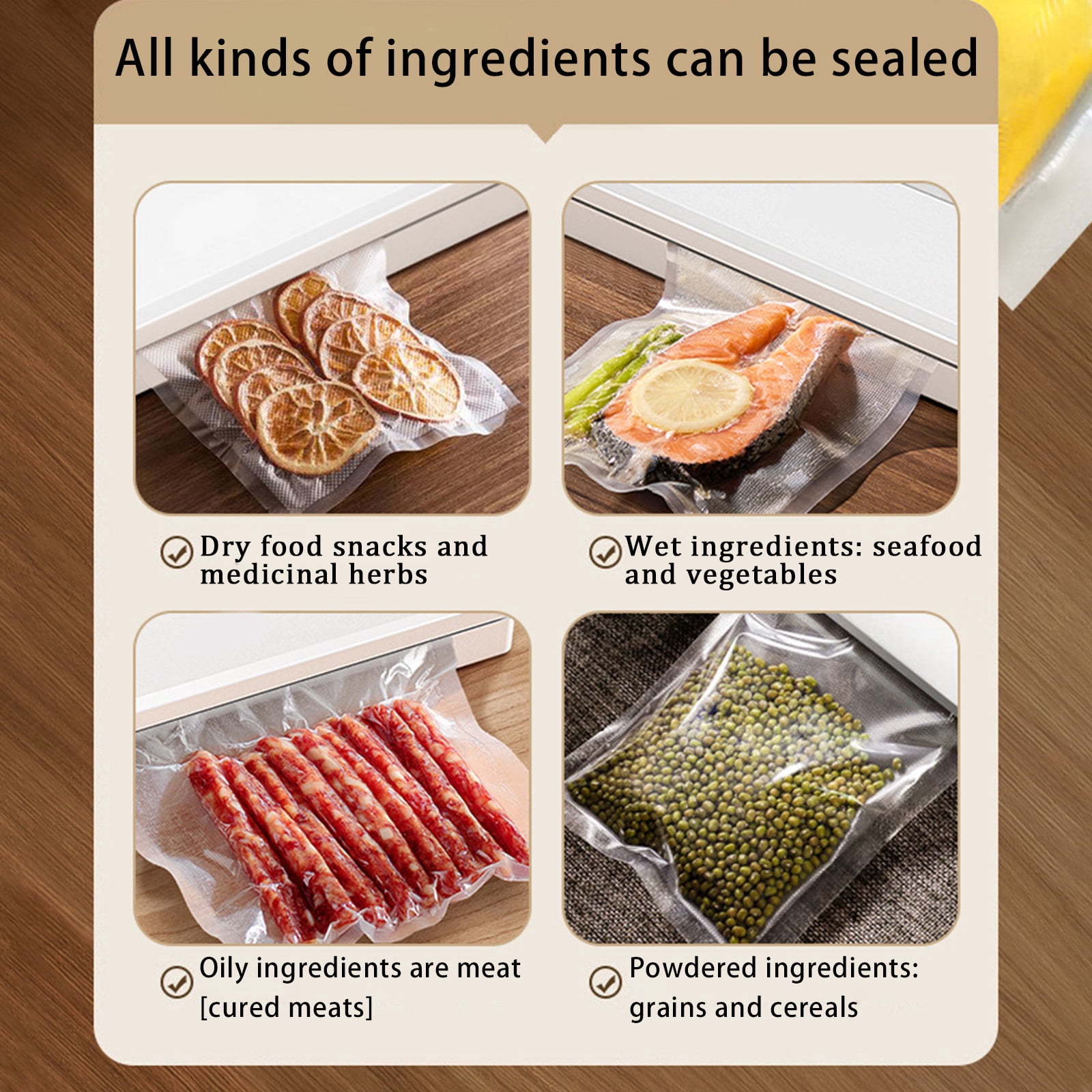 75Kpa Strong Suction Food Vacuum Sealer Machine With 20 Vacuum Seal Bags, Dry/Wet Modes & Digital Countdown Timer, Compact Lightweight For Home Kitchen, Extends Food Freshness 7X