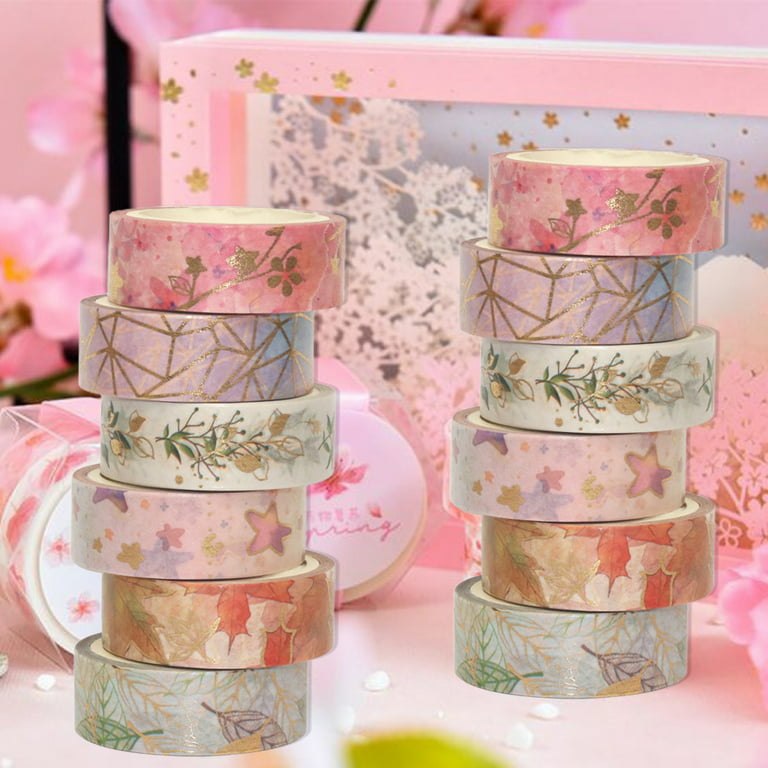TEHAUX 6 Rolls Hot Stamping Washi Tape Gift Tape Colorful Masking Tape  Ocean Decor Floral Decor Hand Decor Gift Wrapping Tapes Party Supplies  Textured